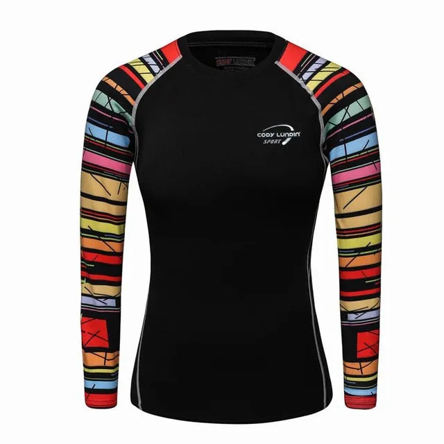 3D Print Muscle Compression Tight Long Sleeve Shirt