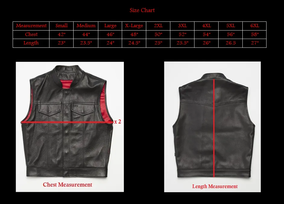 415 Leather Club Style Snap Vest (With Collar)