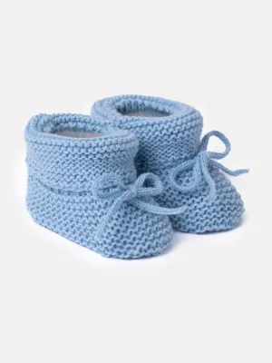 Baby Unisex Snuggle Knitted Booties - Blue