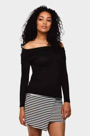 Black Bardot Long Sleeve Top