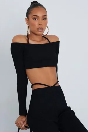 Black Rib Crop Top