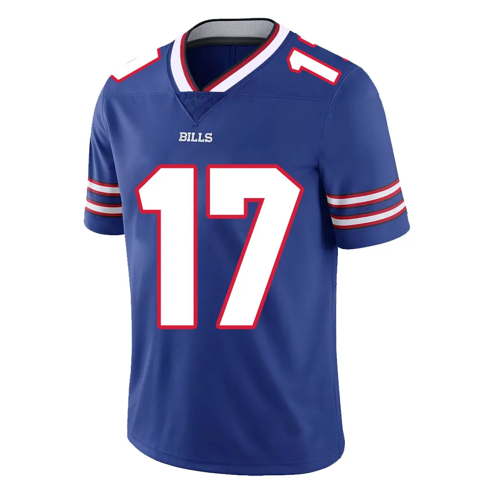 Buffalo Bills Jersey #17 Allen Royal Blue Youth Adult Men's Football Team Color Home Player Jersey