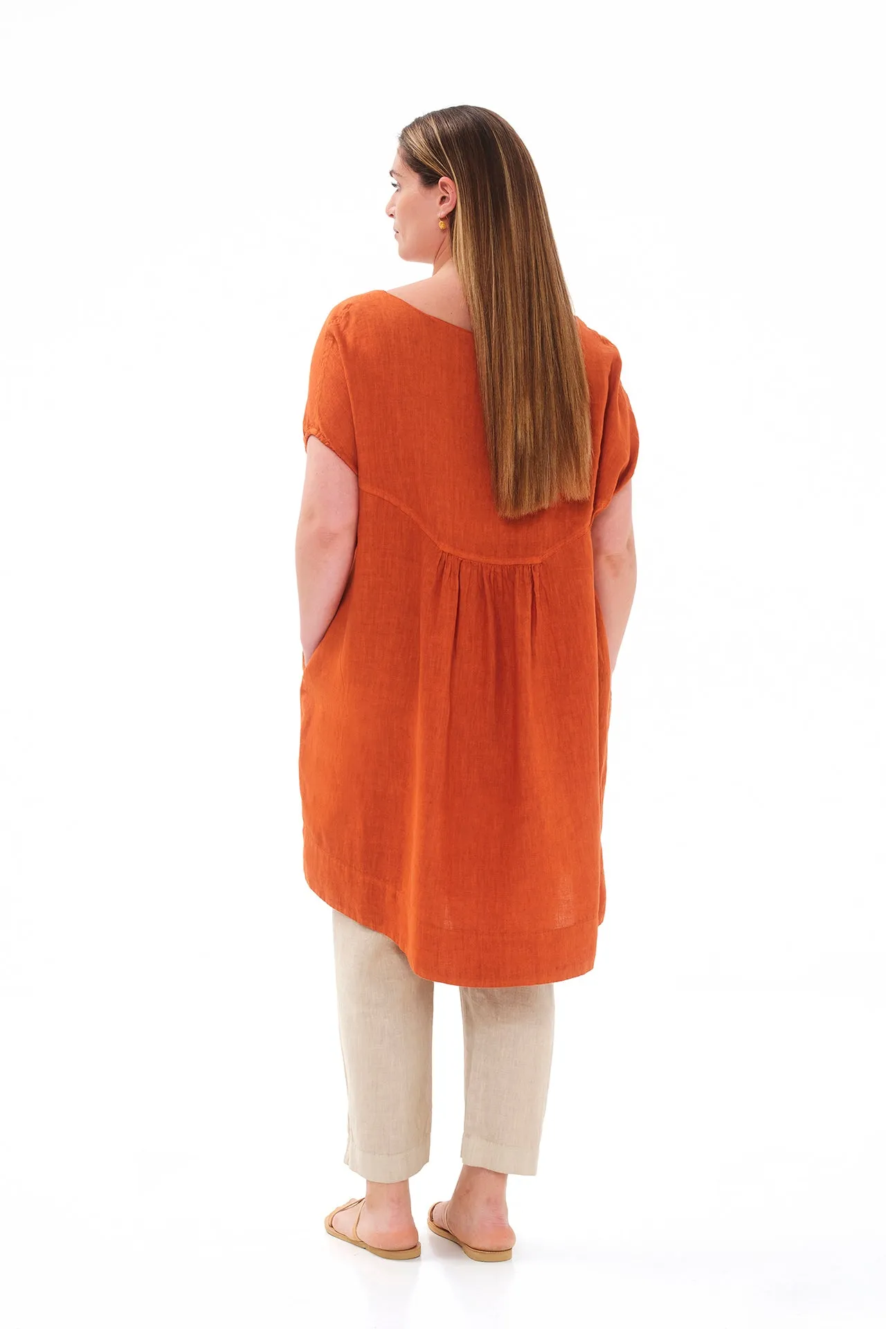 Cami Asymmetrical Linen Dress Orange