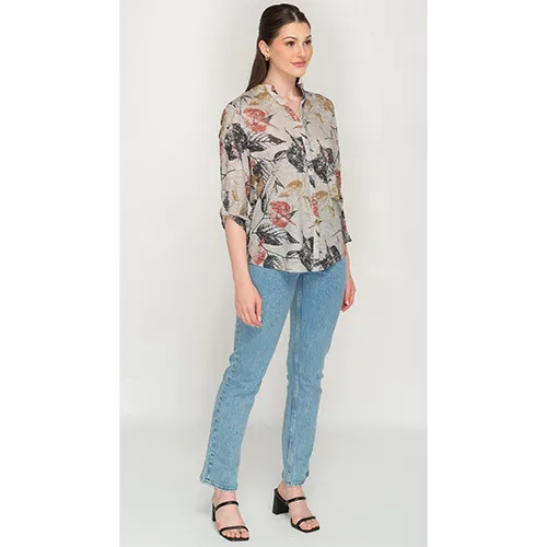 Casual Half Sleeve, Full Button Printed Women Top For Womens