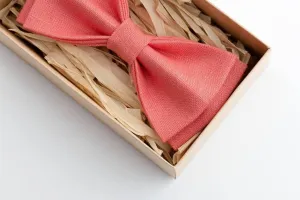 Chic and Stylish: Adult Coral Linen Bow Tie for Fashion-Forward Individuals