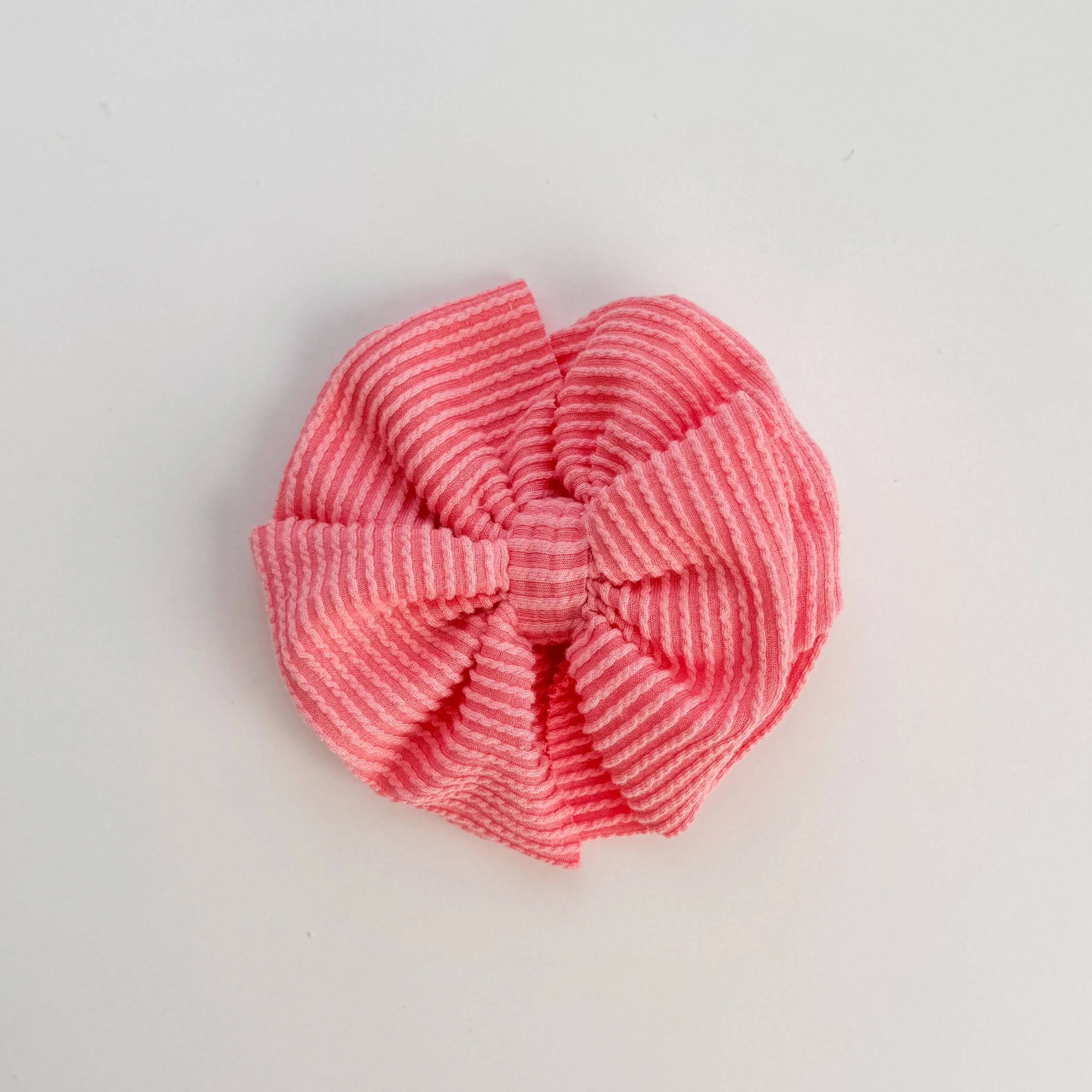 Coral Cozy Ribbed Bow