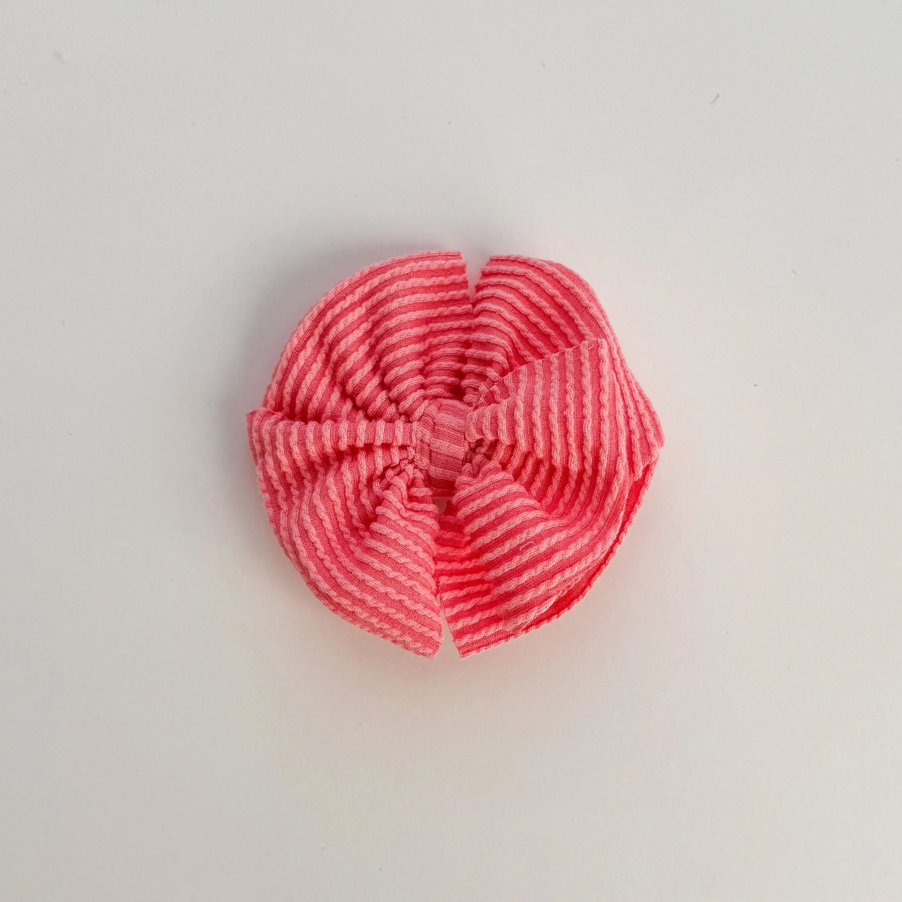 Coral Cozy Ribbed Bow