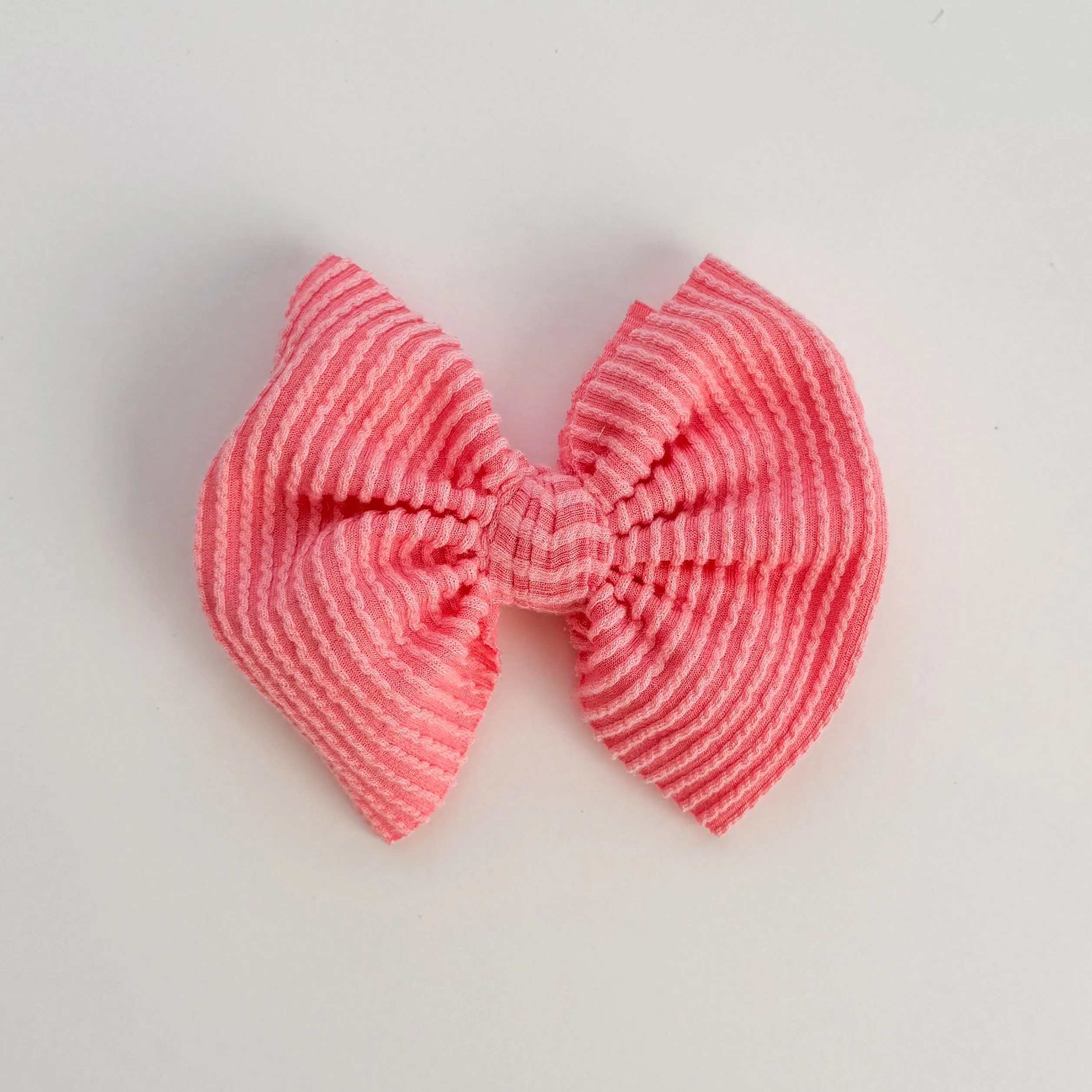 Coral Cozy Ribbed Bow