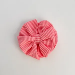 Coral Cozy Ribbed Bow