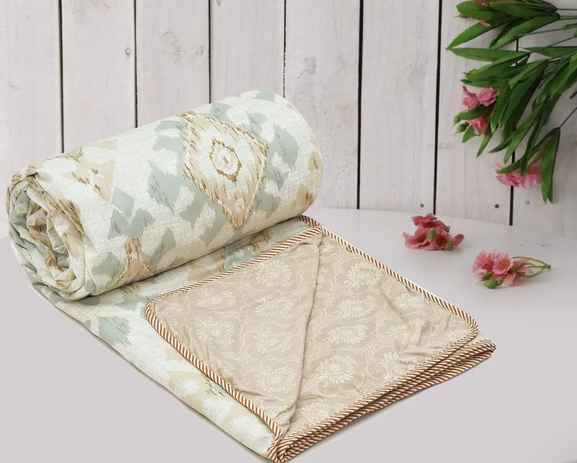 COZY FURNISH Super Soft Brushed Microfiber Cotton 3 Layer Breathable Double Dohar Lightweight Bed Dohar 84X96(Inches) 213X243(CM) Flannel Dohar Throws for Bed (Beige)