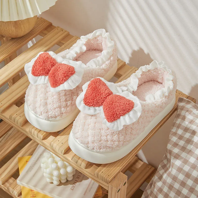 Cute Bow Cotton Slippers For Women