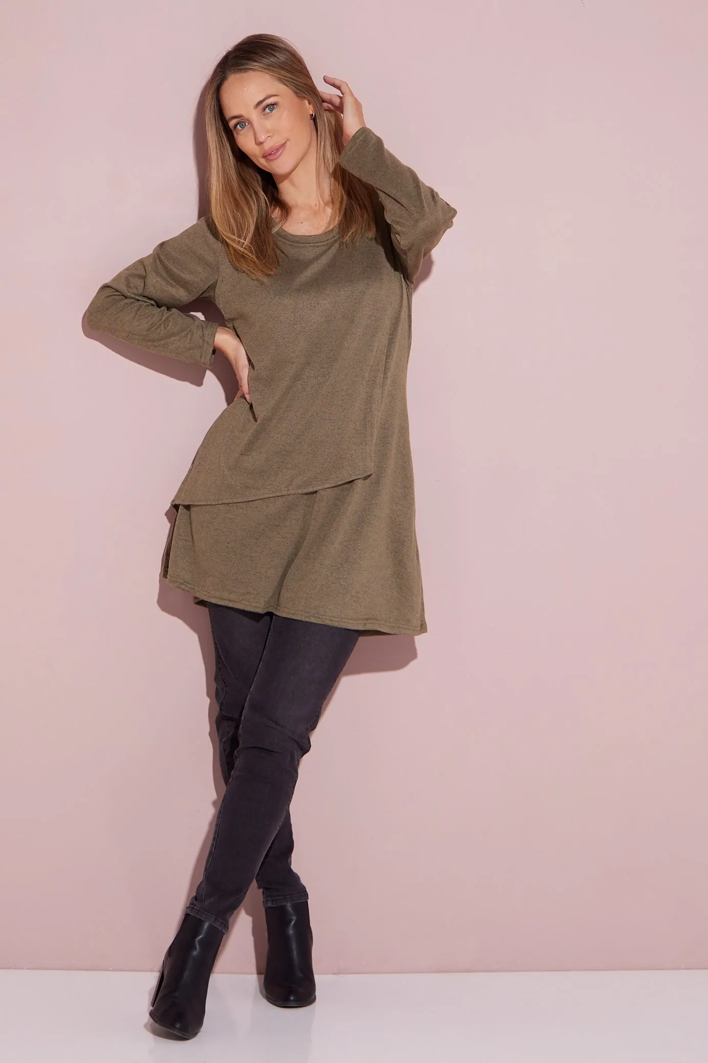 Divina Knit Tunic - Khaki