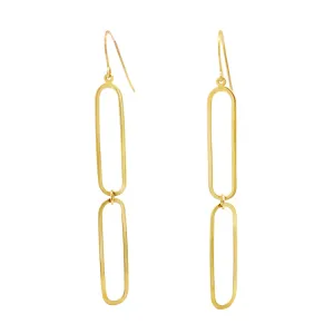 Double Paperclip Link Dangle Earrings, 14Kt