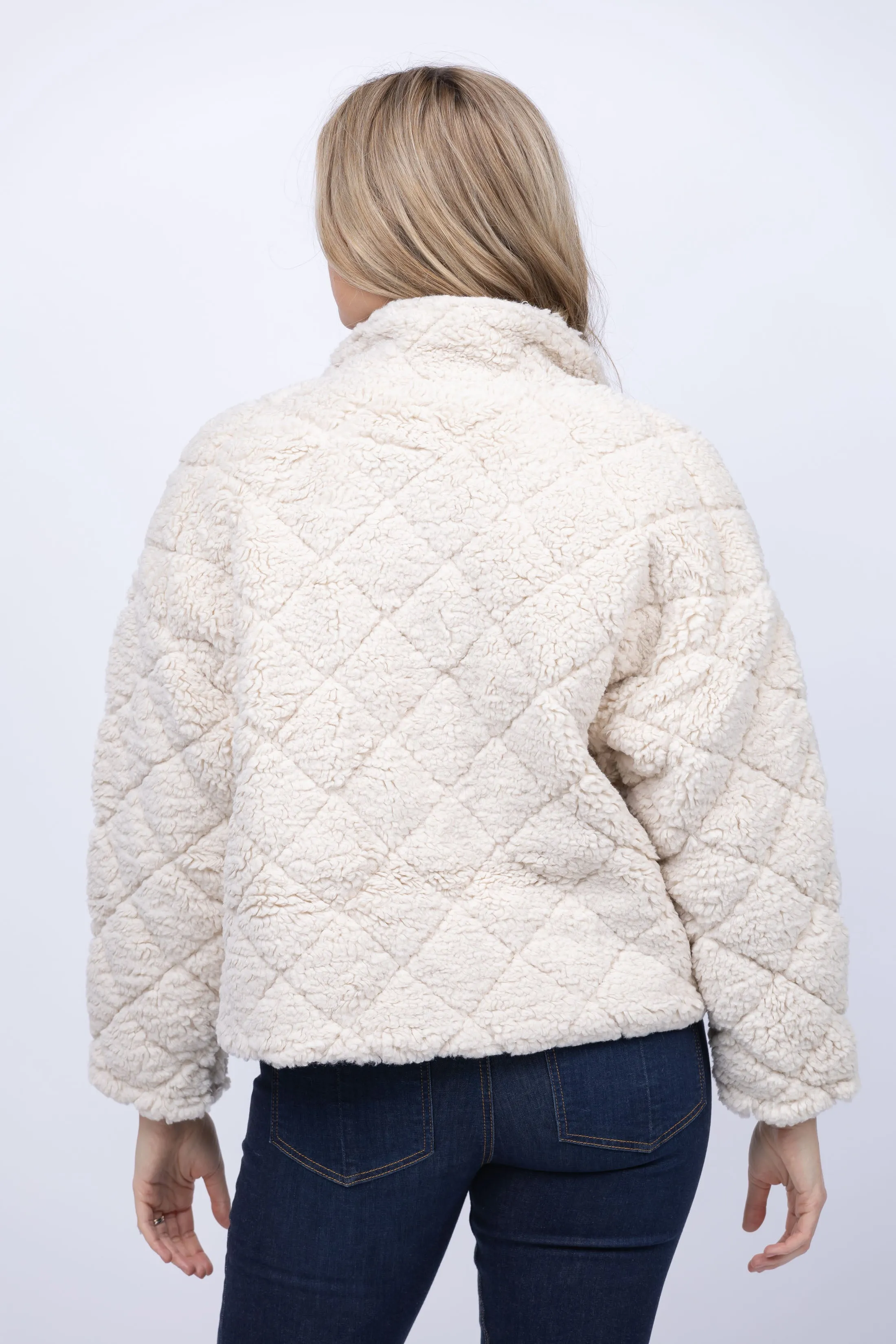 Dylan Quilted Claire Jacket with Heather Knit Lining in Natural