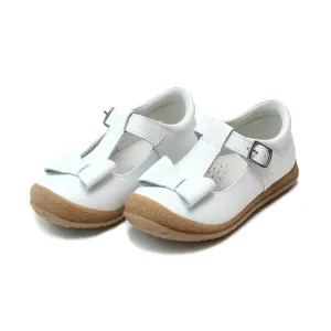 Emma Classic White Bow T-Strap Mary Jane- White