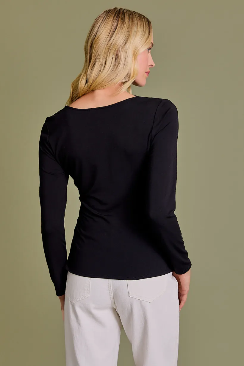 Gilli Cutout Neckline Long Sleeve Top