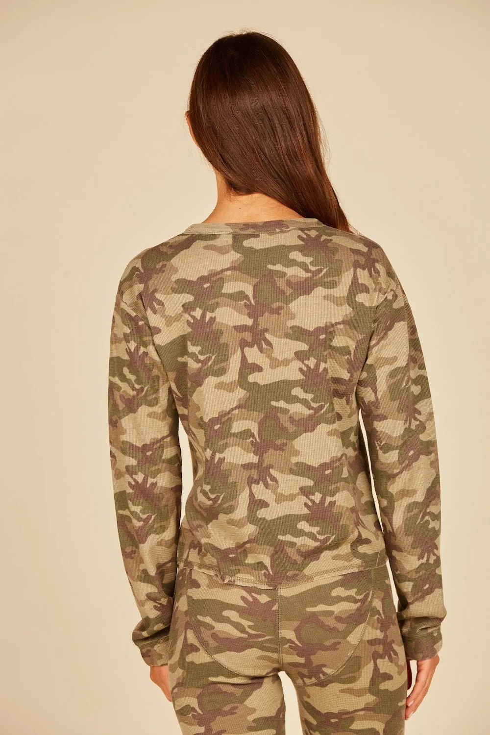 Green/Grey Camo Thermal Henley