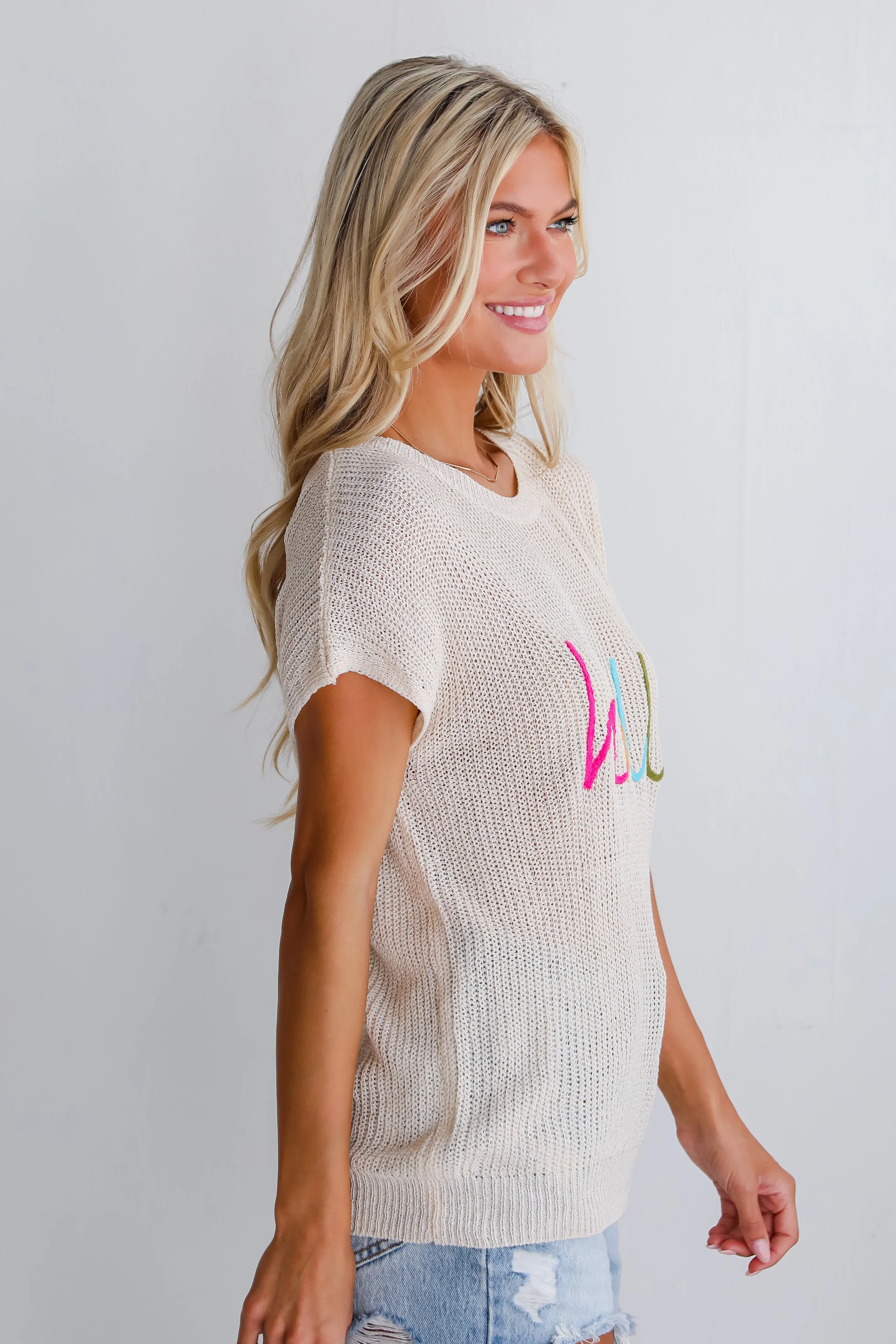 Hello Cream Lightweight Knit Top