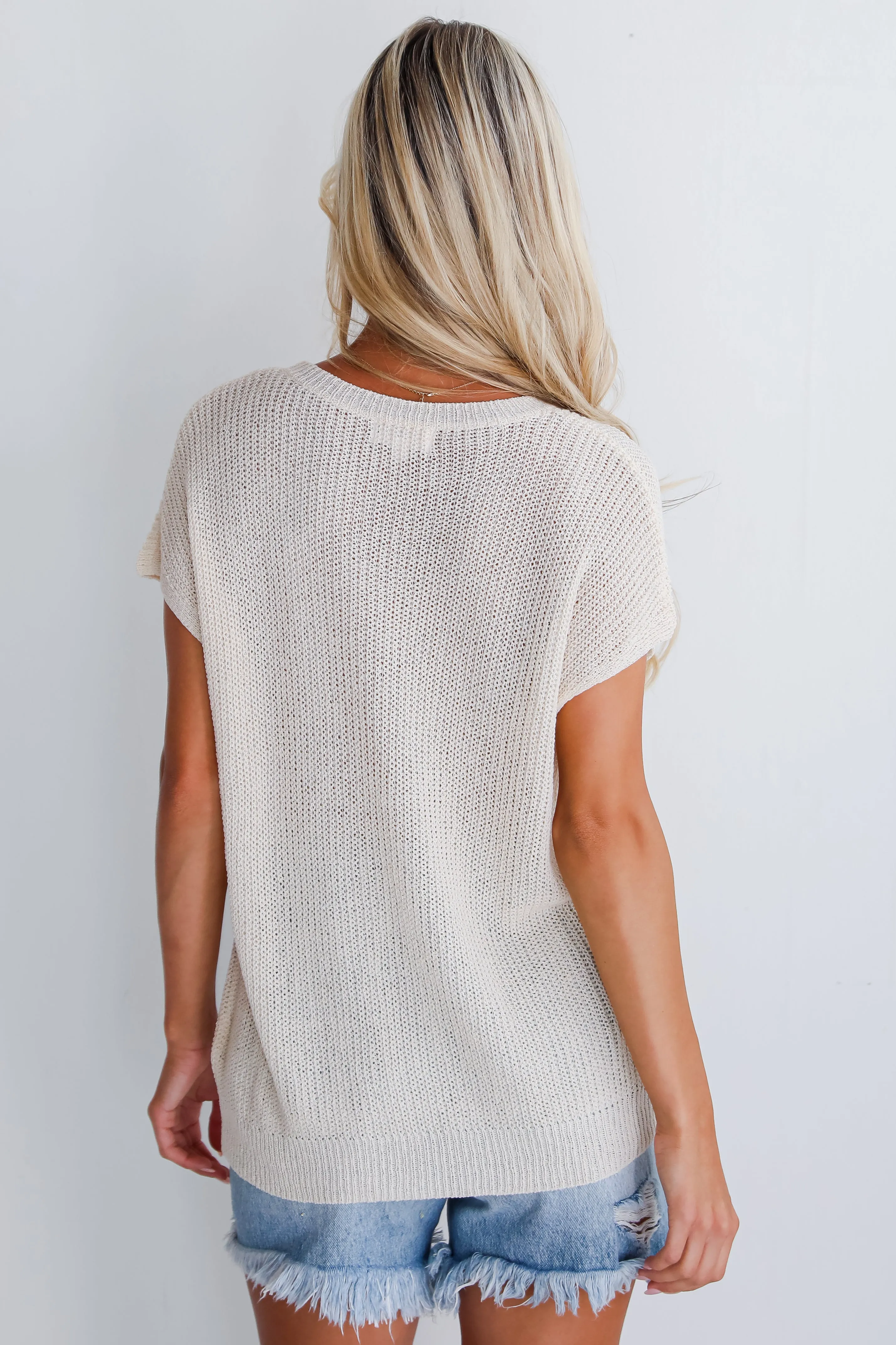 Hello Cream Lightweight Knit Top