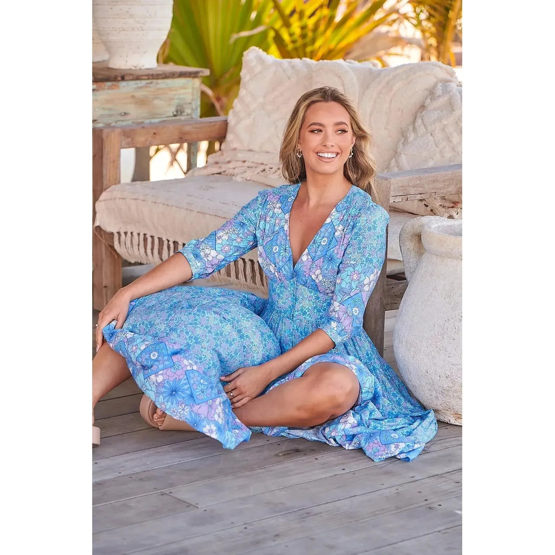 JAASE Pompeii Blue Print Berry Maxi Dress