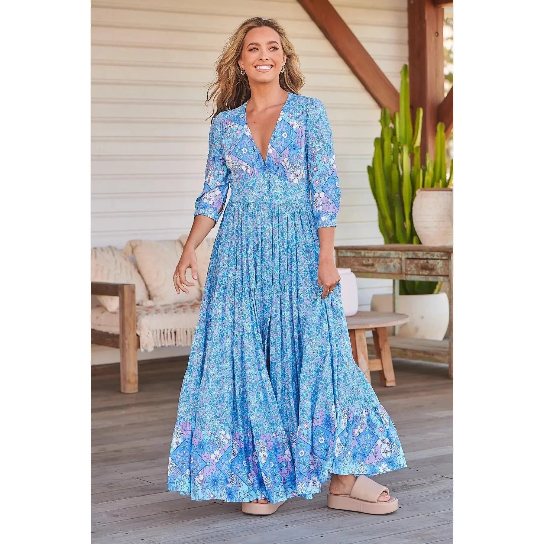 JAASE Pompeii Blue Print Berry Maxi Dress