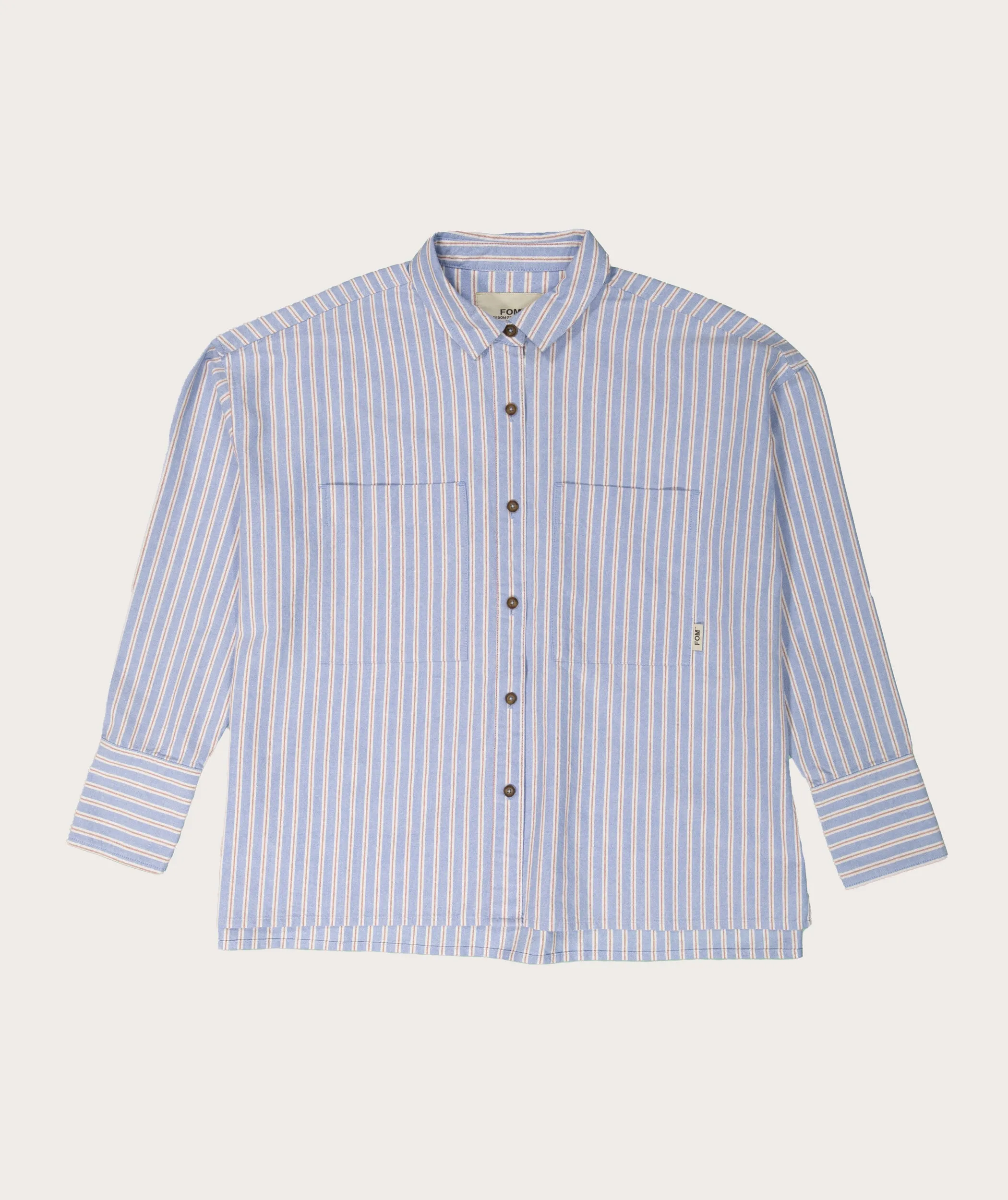 Ladies Oxford Long Sleeve Shirt - Sky Blue Stripe