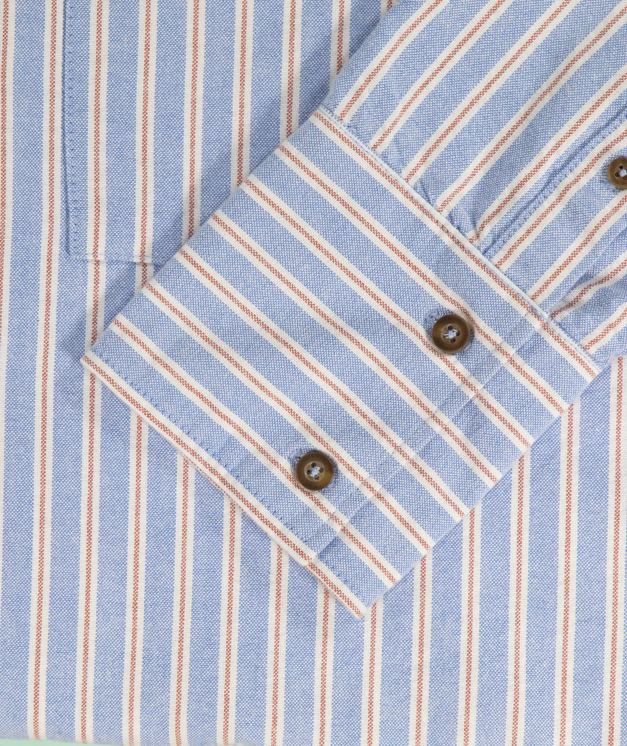 Ladies Oxford Long Sleeve Shirt - Sky Blue Stripe