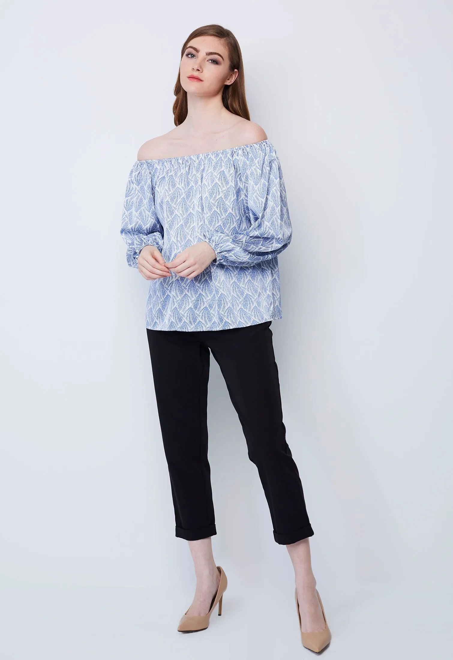 Leaf Allover Satin Blouse