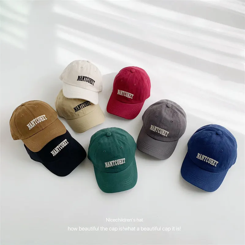 Letter embroidery children's baseball cap washed soft top casual versatile baby cap boy sun protection hat