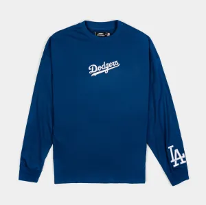 Los Angeles Dodgers Drop Shoulder Mens Long Sleeve Shirt (Blue/White)