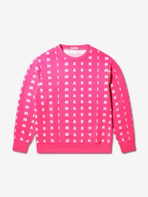 MARNI Girls Logo Print Sweatshirt in Pink