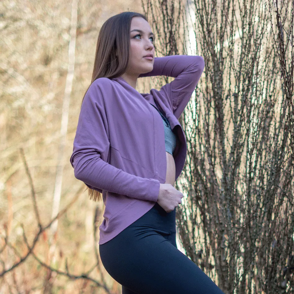 Mauve Convertible Off Shoulder Layering Tunic & Cardigan