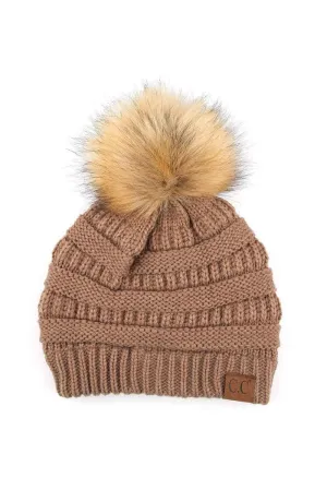 Mia Knit Pom Beanie-Taupe