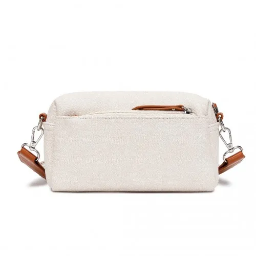 Miss Lulu Ethnic Jacquard Strap Water-Resistant Crossbody Bag - Beige | Stylish & Functional Everyday Bag