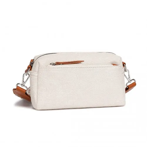 Miss Lulu Ethnic Jacquard Strap Water-Resistant Crossbody Bag - Beige | Stylish & Functional Everyday Bag