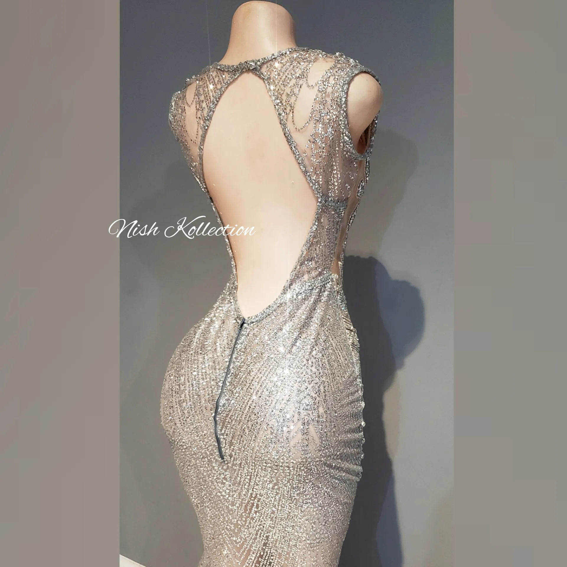 Naijah Feather Rhinestone Mermaid Gown