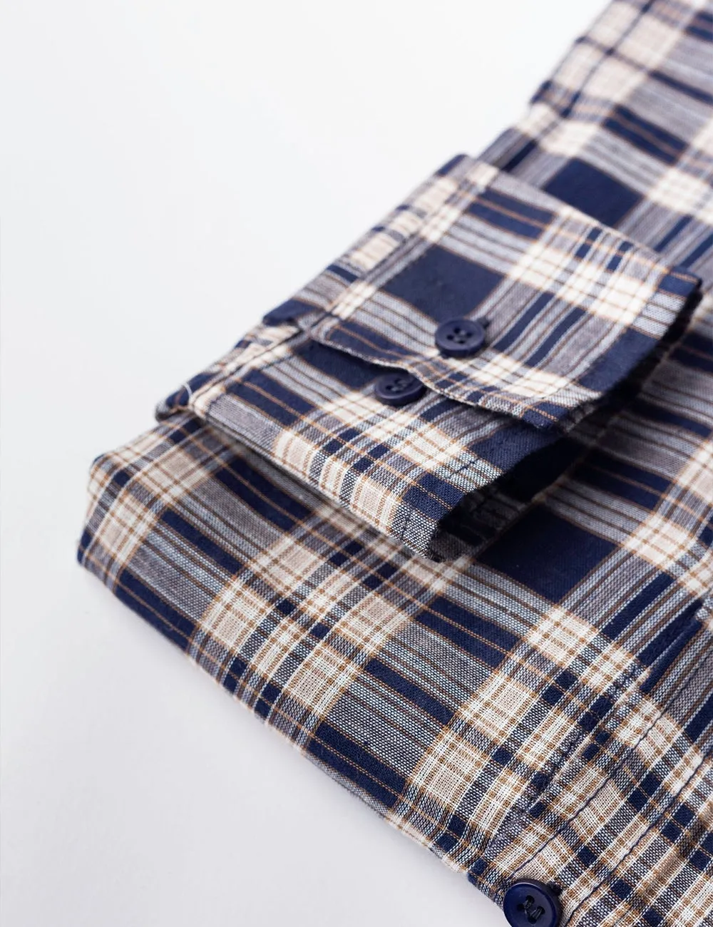 Navy Blue & White Checkered Casual Shirt