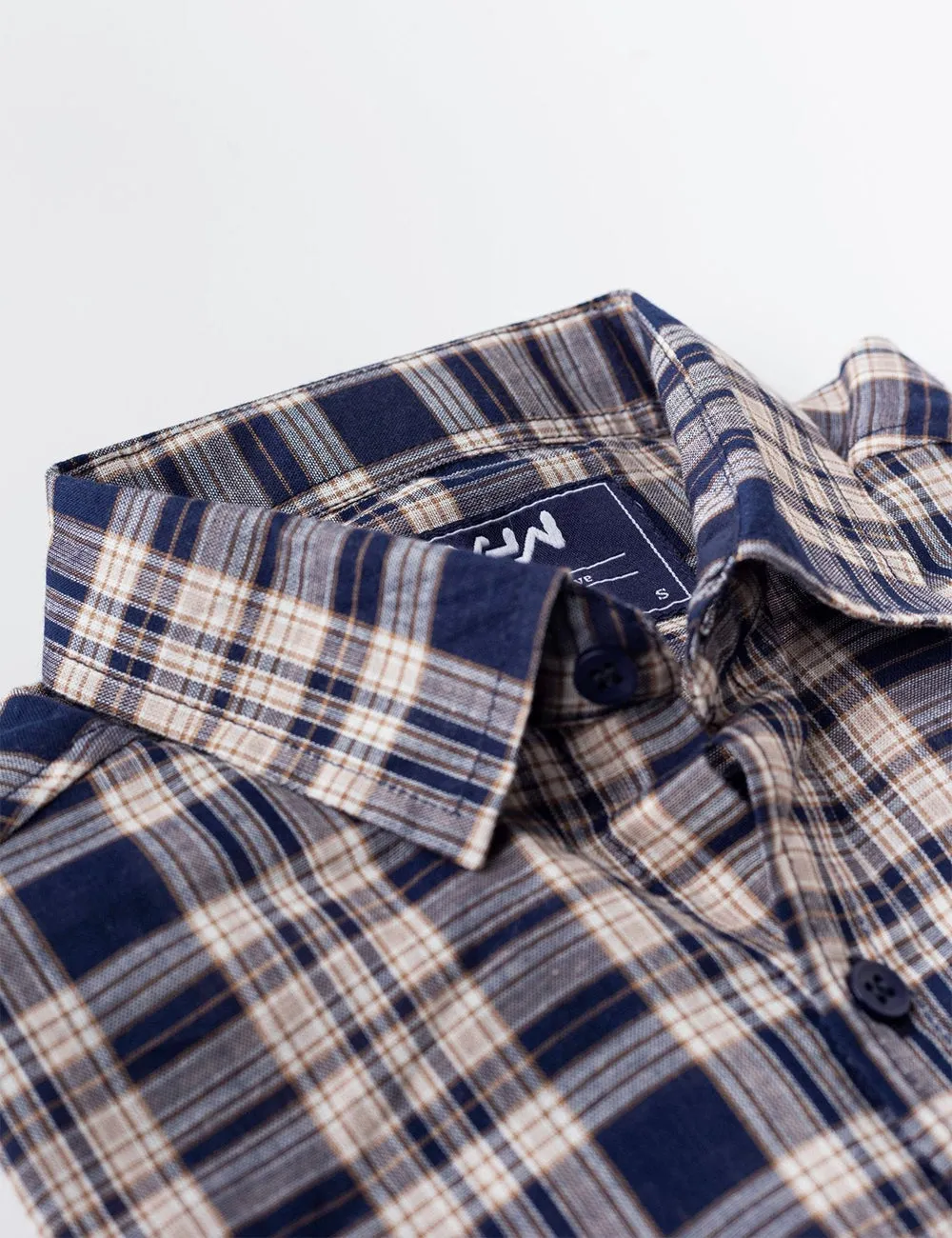 Navy Blue & White Checkered Casual Shirt