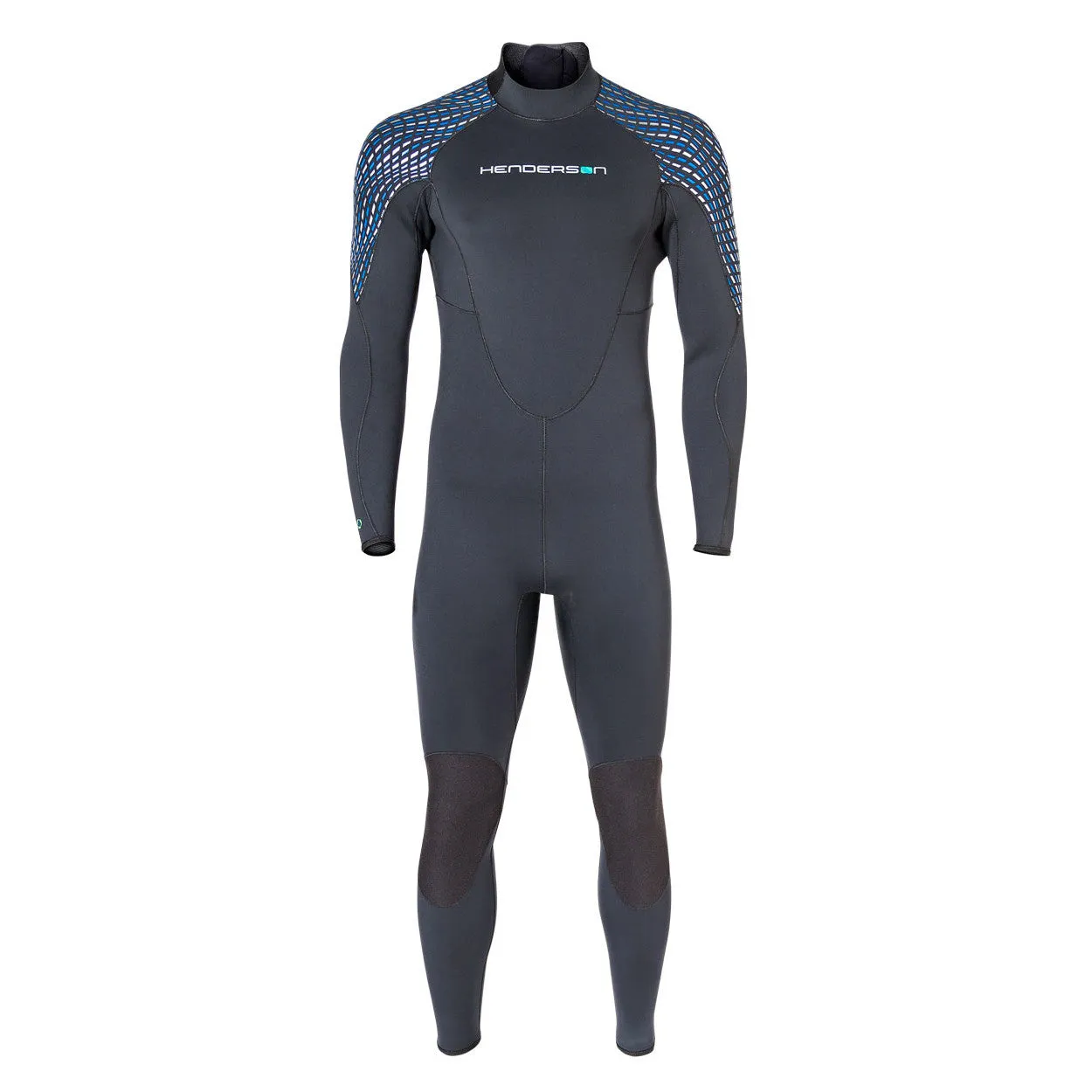 Open Box Henderson 3mm Mens Greenprene Back Zip Full Wetsuit - Black/Blue/Silver - X-Large