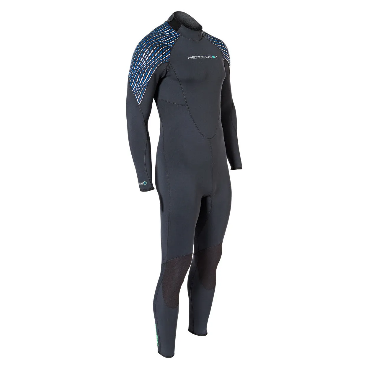 Open Box Henderson 3mm Mens Greenprene Back Zip Full Wetsuit - Black/Blue/Silver - X-Large