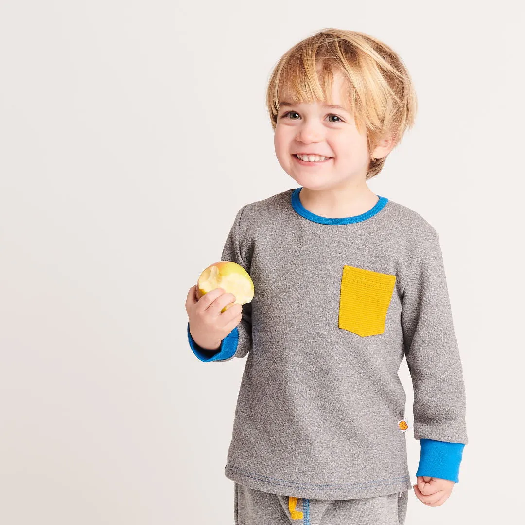 Organic boys longsleeve top "Interlock Doubleface Grey|Rib Mustard"