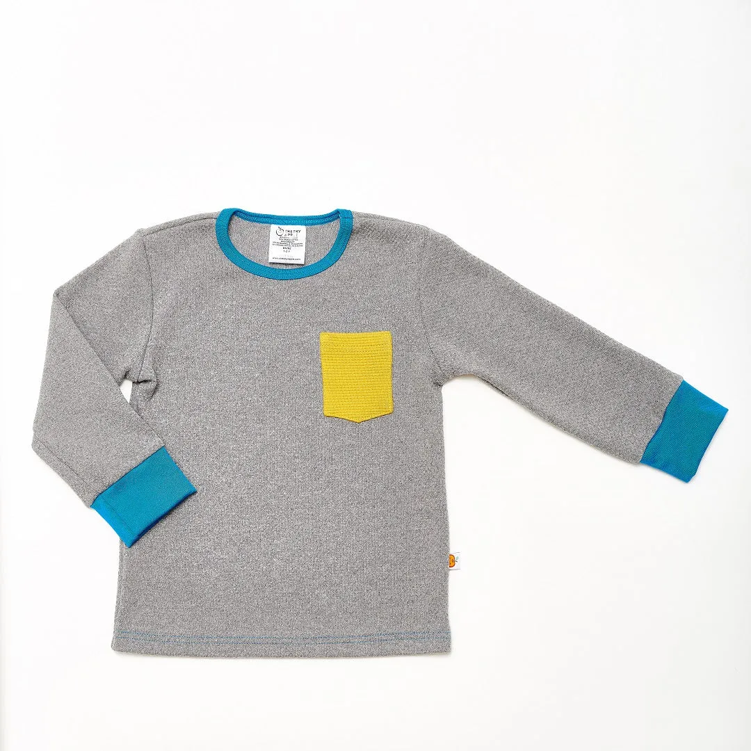 Organic boys longsleeve top "Interlock Doubleface Grey|Rib Mustard"