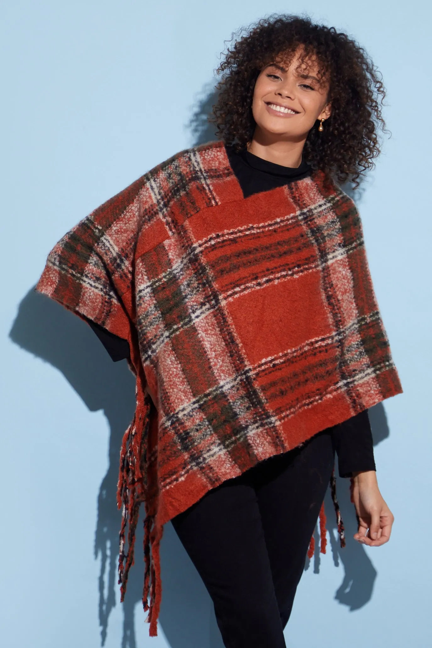 Payton Super Soft Poncho - Rust