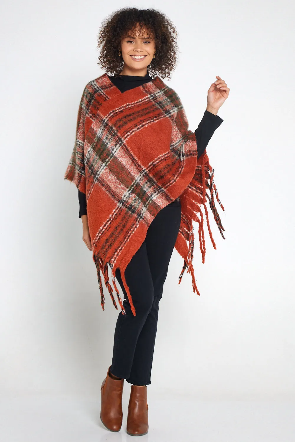 Payton Super Soft Poncho - Rust