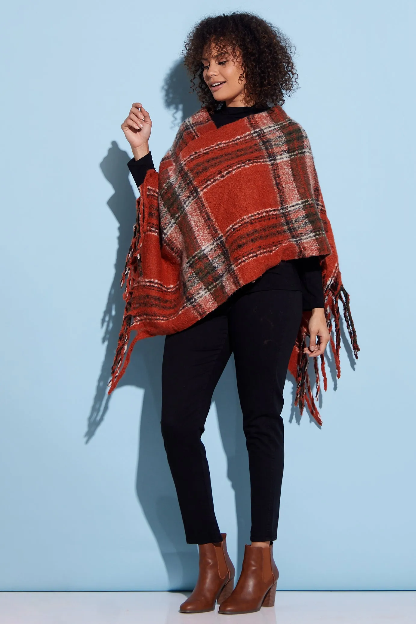 Payton Super Soft Poncho - Rust