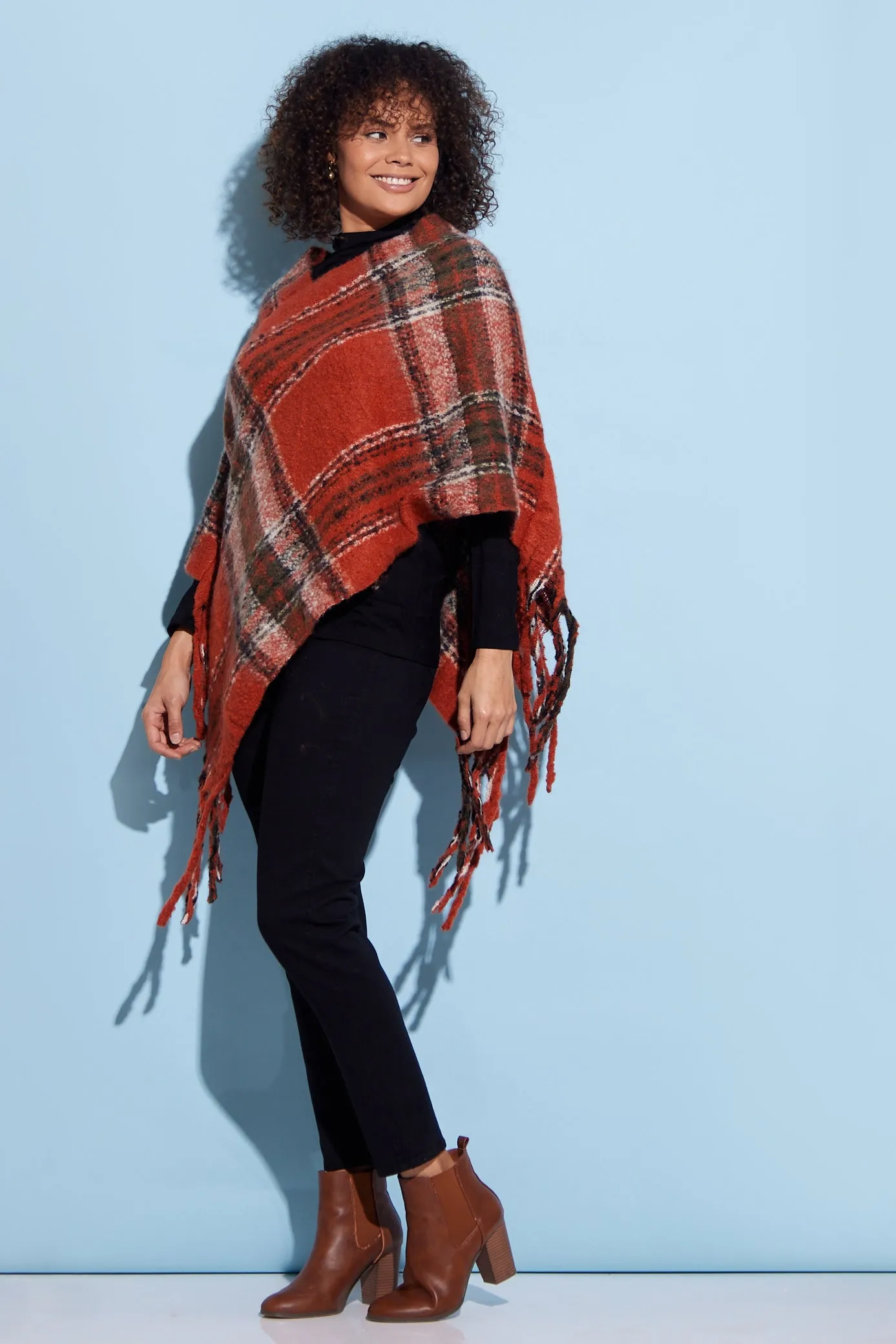 Payton Super Soft Poncho - Rust