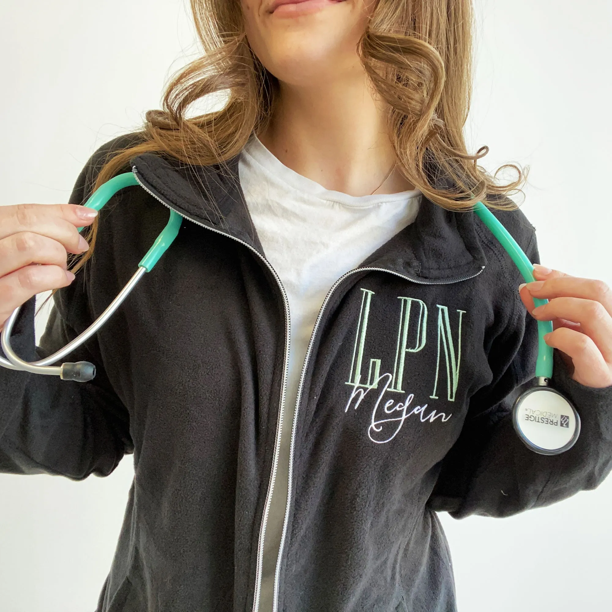 Personalized Nurse Lightweight Fleece Full Zip with Elegant Credentials