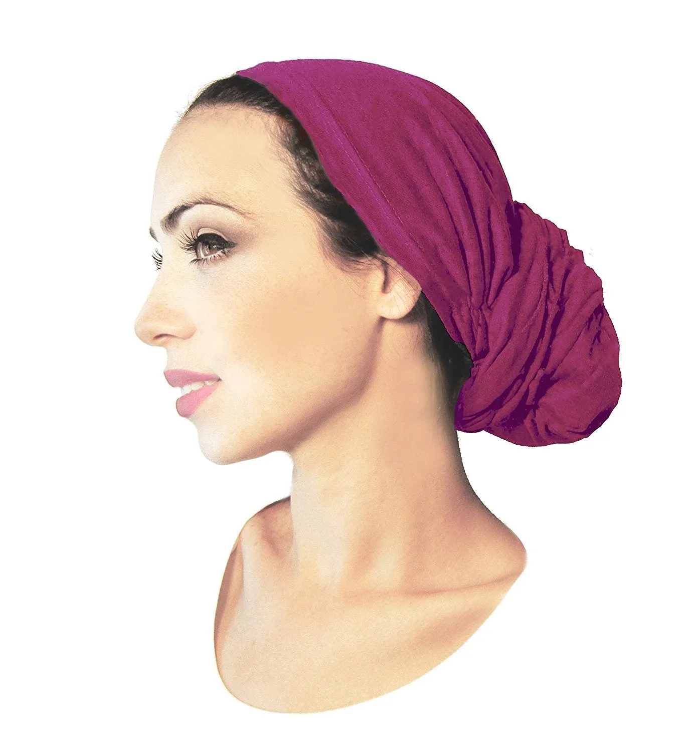 Pre-tied Head-Cover Versatile Long Ties Fuchsia Bandana Tichel Head-scarf (Long - 042)