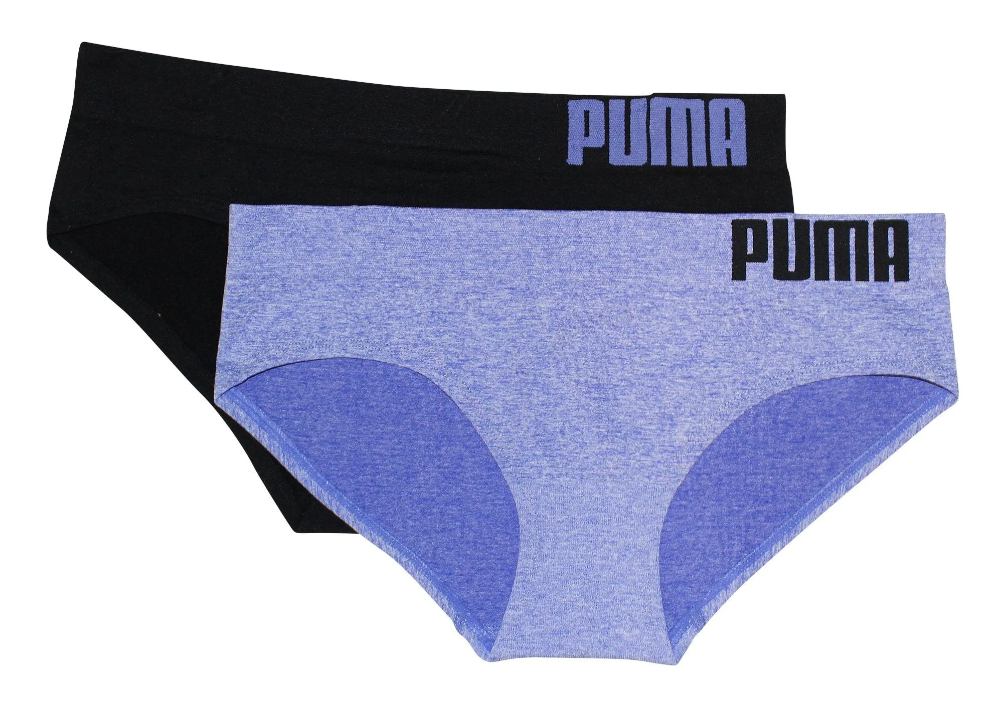 Puma Women's 2-Pack Seamless Wide Waistband Super Soft Sport Stretch Bikini Panty