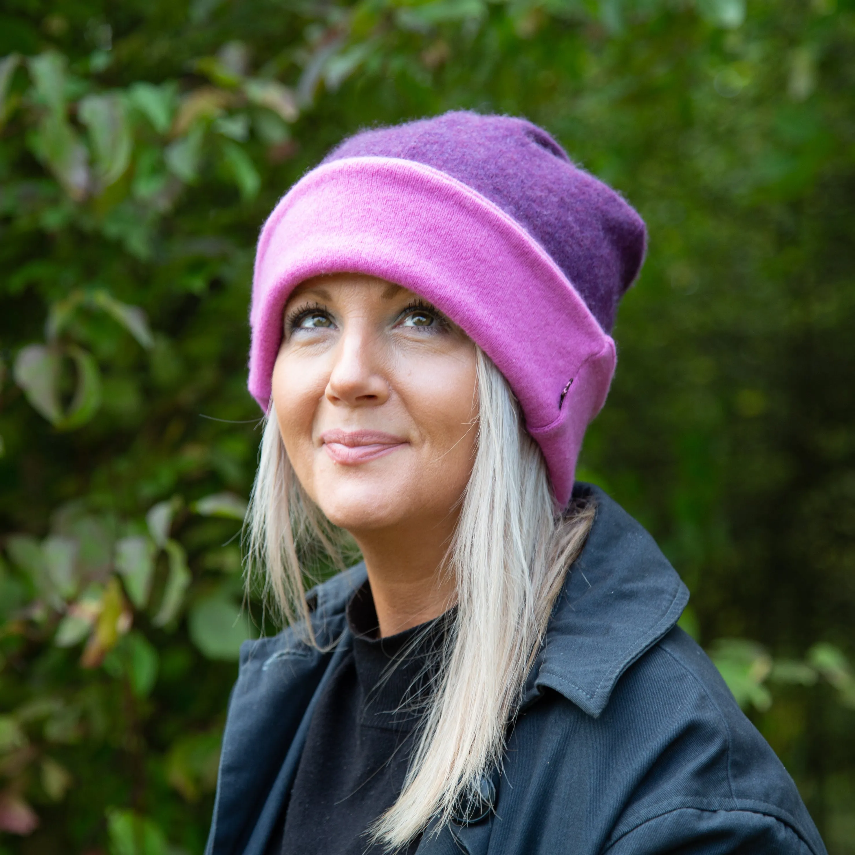 Purple Cashmere Slouched Beanie